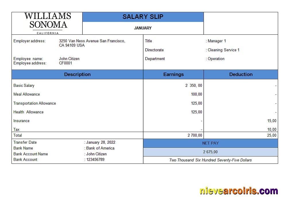 USA retail company employee sheet, version 2